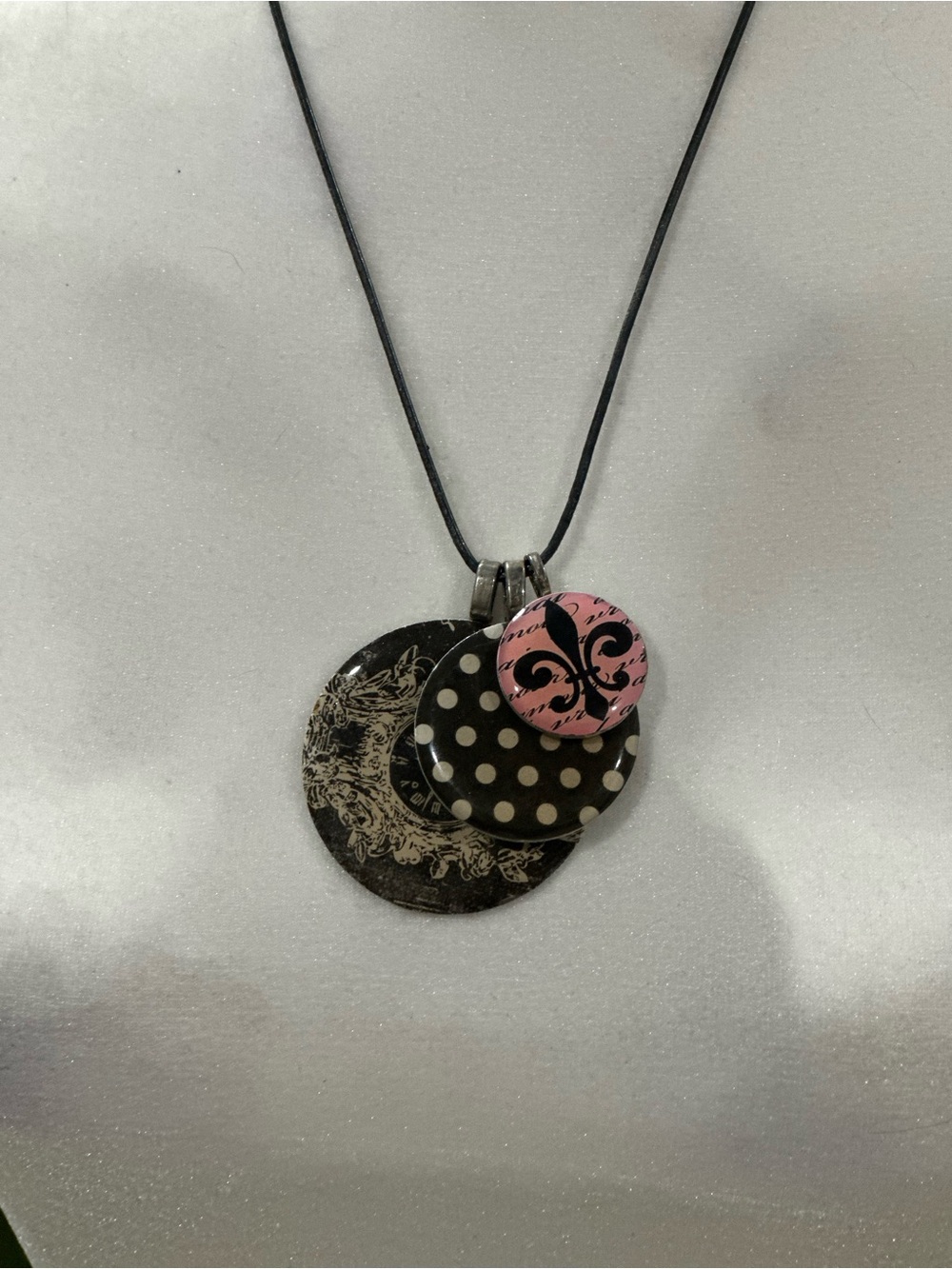 Layered Black and Pink Pendant Necklace - Women Jewelry
